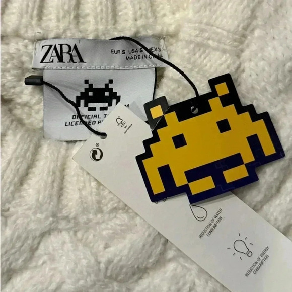 ZARA Limited Edition Chunky Cable Knit Space Invaders Sweater Vest - Size S - Picture 6 of 6